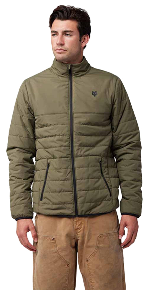 Fox Howell Puffy Jacket Olive Green FRONT FACING MODEL