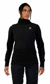 Fox W DEFEND THERMAL HOODIE Black FRONT FACING MODEL 