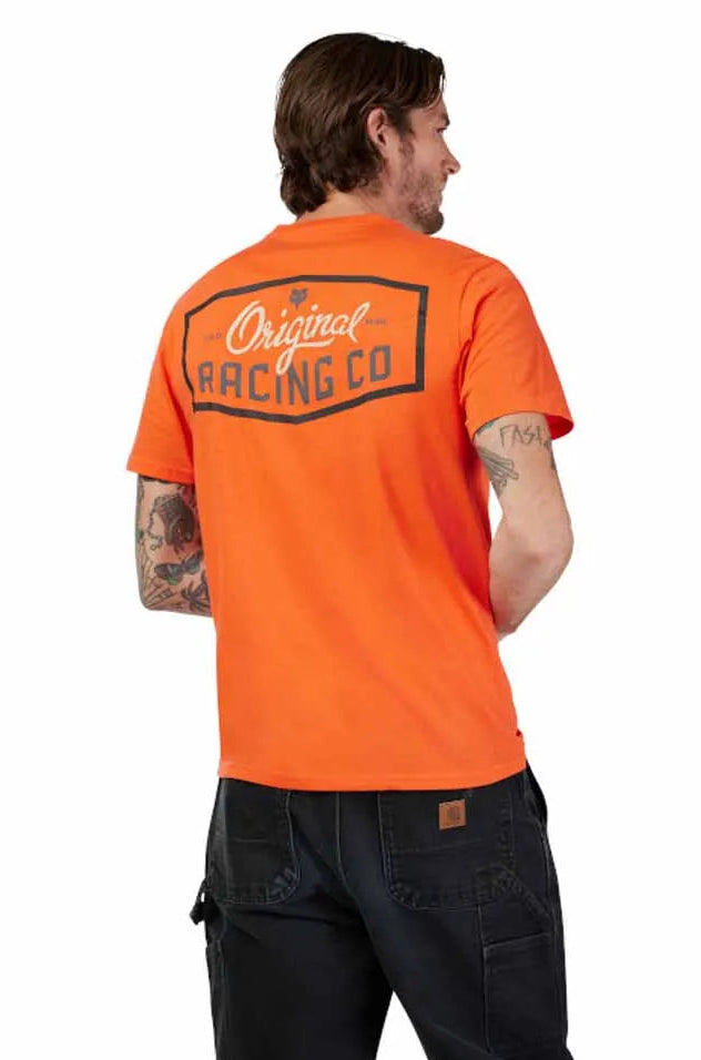Fox Original Short Sleeve Premium Tee Bold Orange BACK FACING MODEL