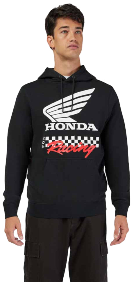 Fox Honda Fleece Pullover Black FRONT FACING MODEL