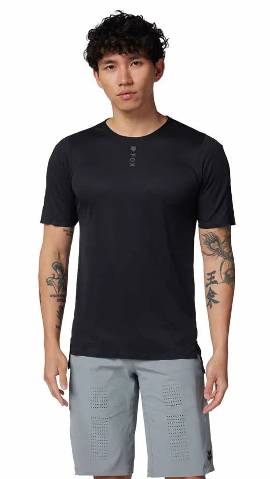 Fox Racing Flexair Pro Short Sleeve Jersey Black FRONT FACING MODEL