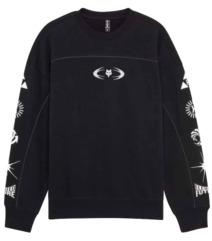 Fox Image Cosmo Oversized Fleece Crew Black FRONT
