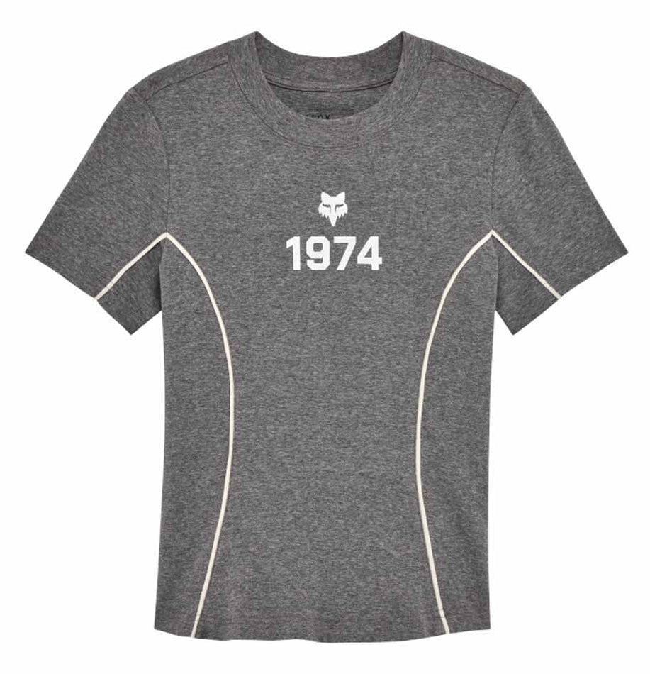Fox Women's Moto-X Fitted Tee Heather Graphite FRONT 