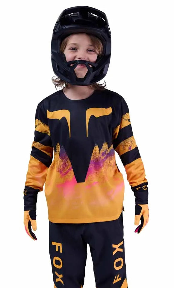 Fox Youth Ranger Long Sleeve Jersey Kairos Tangerine FRONT FACING MODEL