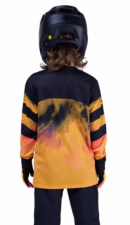 Fox Youth Ranger Long Sleeve Jersey Kairos Tangerine BACK FACING MODEL