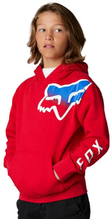 Fox YOUTH TOXSYK PULLOVER FLEECE Flame Red SIDE-FRONT FACING MODEL