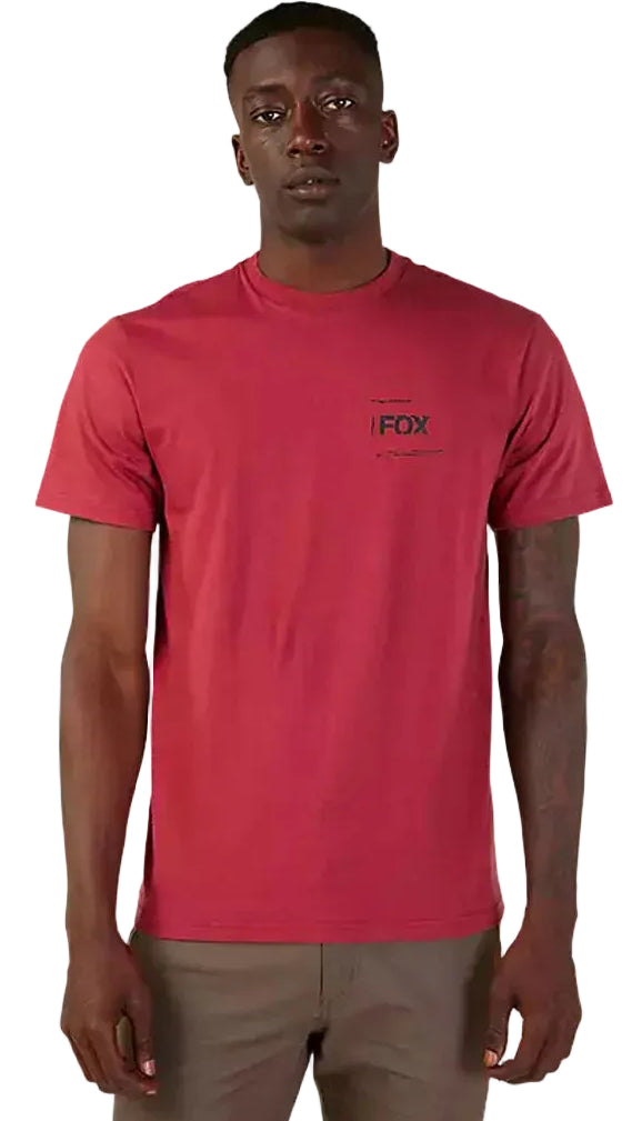 Fox INVENT TOMORROW Short Sleeve PREM TEE Scarlet FRONT FACING MODEL
