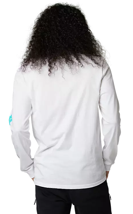 Fox DETONATE Long Sleeve PREMIUM TEE Optic White BACK FACING MODEL