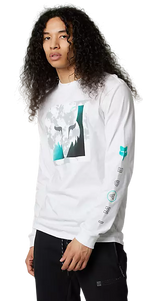 Fox DETONATE Long Sleeve PREMIUM TEE Optic White SIDE-FRONT FACING MODEL