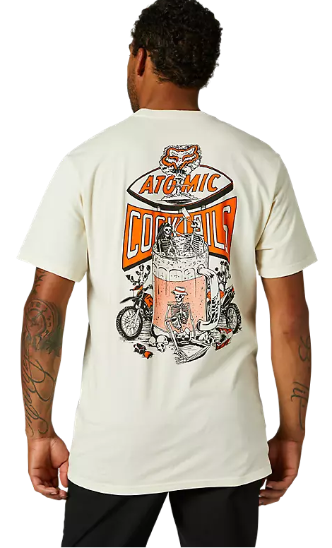 Fox DISQUIET Short Sleeve PREMIUM TEE Bone BACK FACING MODEL