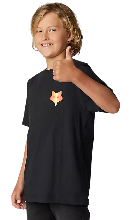 Fox YOUTH DKAY Short Sleeve TEE Black SIDE-FRONT FACING MODEL