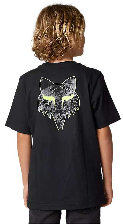 Fox YOUTH DKAY Short Sleeve TEE Black BACK FACING MODEL