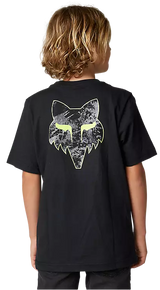 Fox YOUTH DKAY Short Sleeve TEE Black BACK FACING MODEL