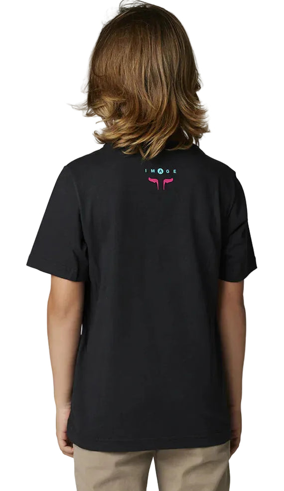 Fox YOUTH NUKLR Short Sleeve TEE Black BACK FACING MODEL