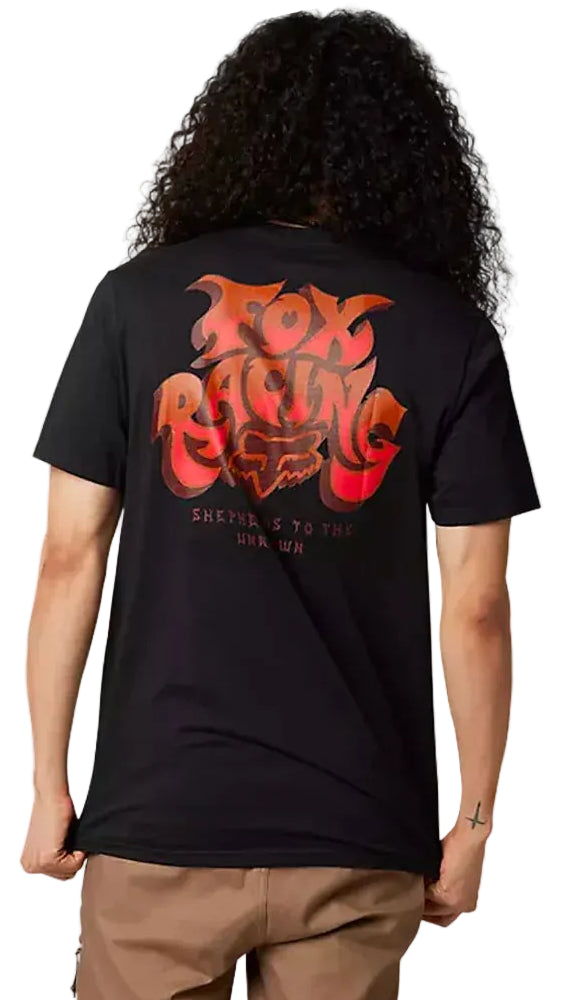 Fox COLEL Short Sleeve PREMIUM TEE Black BACK FACING MODEL
