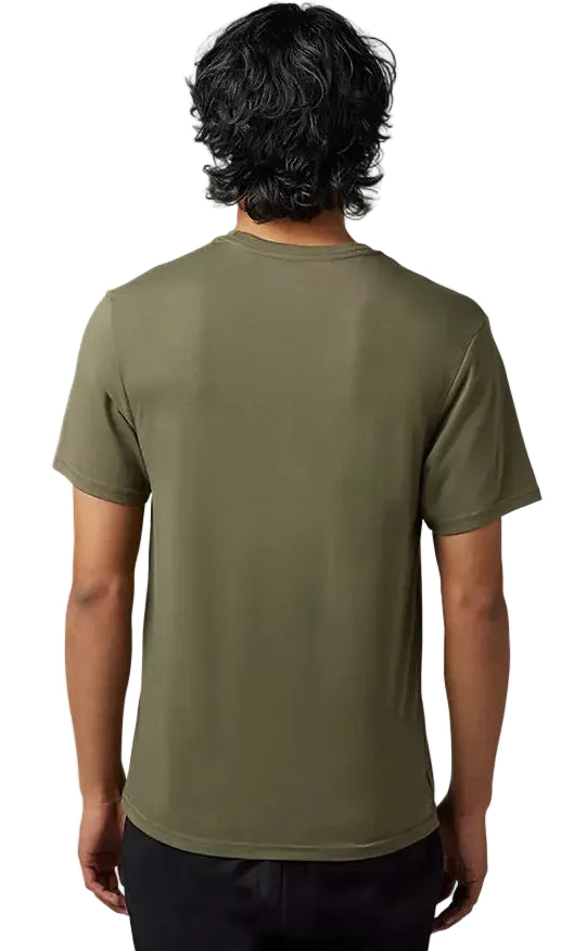 Fox TURNOUT Short Sleeve TECH TEE Olive Green BACK FACING MODEL