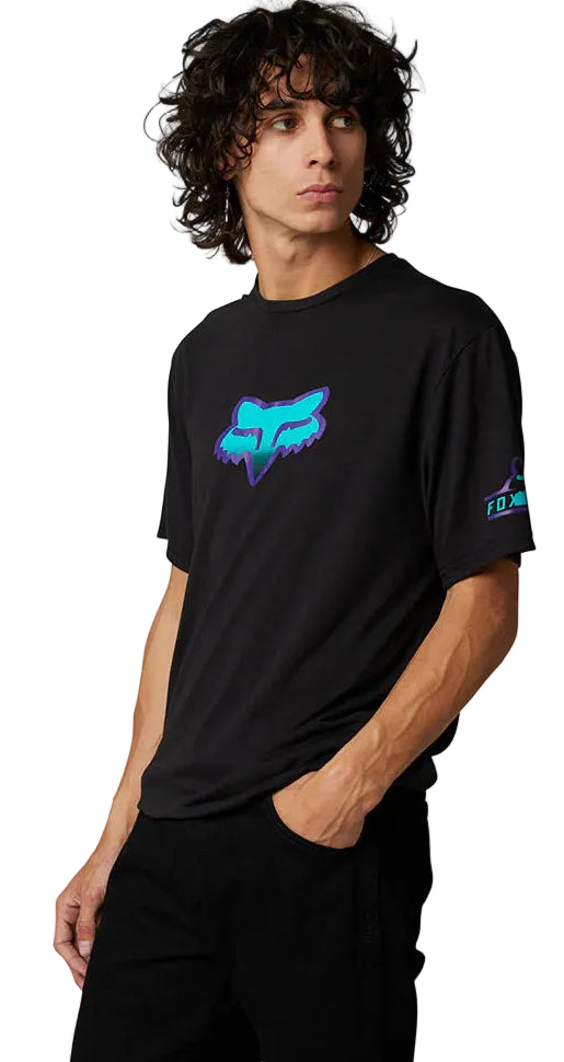 Fox VIZEN Short Sleeve TECH TEE Black SIDE-FRONT FACING MODEL