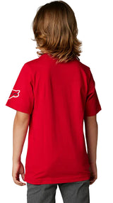 Fox YOUTH VIZEN Short Sleeve TEE Flame Red BACK FACING MODEL