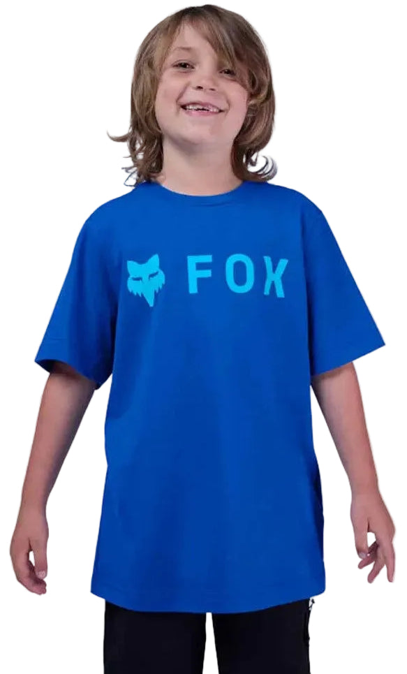 Fox Youth Absolute Short Sleeve Tee Blue FRONT FACING MODEL