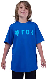 Fox Youth Absolute Short Sleeve Tee Blue FRONT FACING MODEL