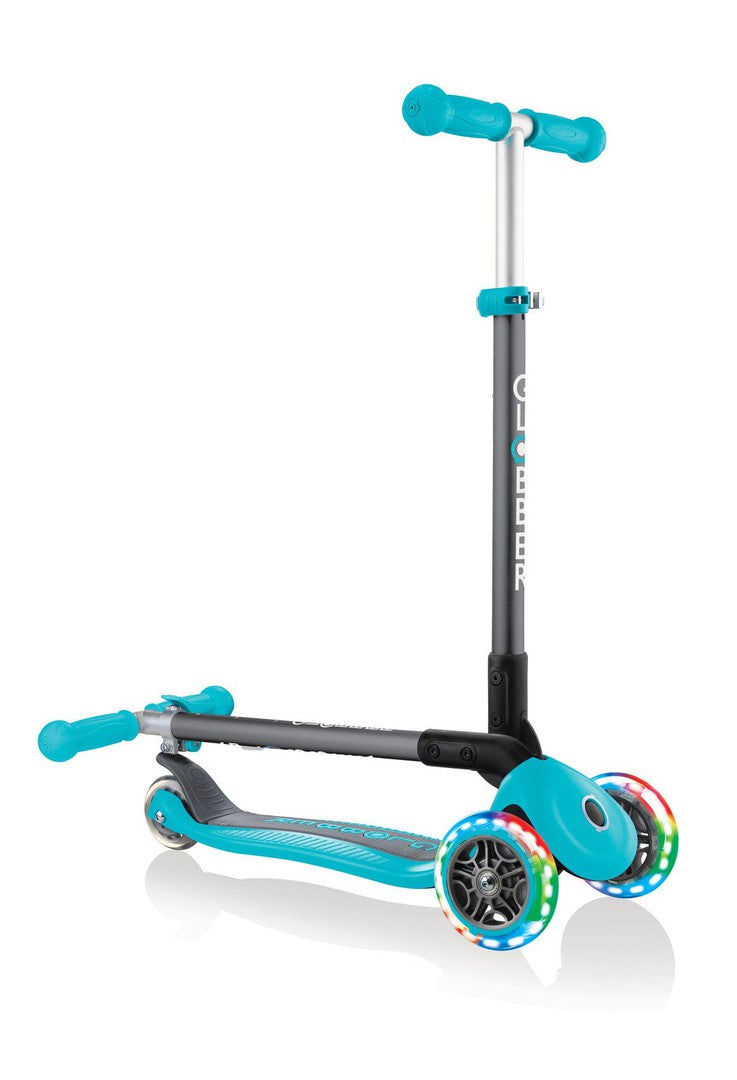 Globber PRIMO Foldable Lights Scooter - Teal