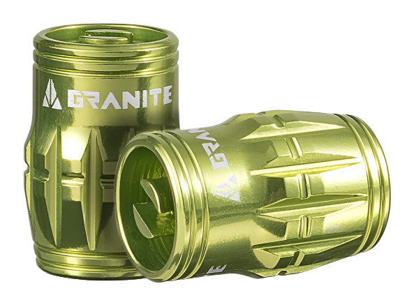GRANITE JUICY - CNC Schrader Valve Cap with Core Remover 2 Valve Pack