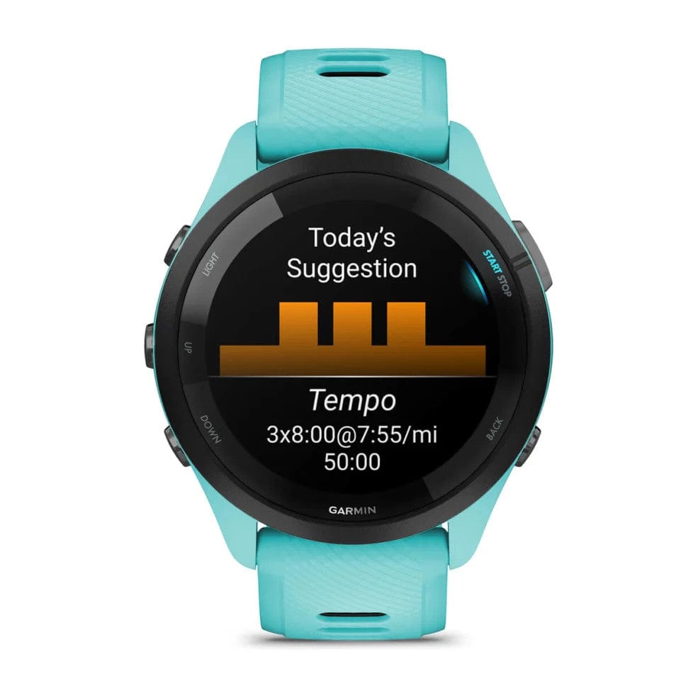 Garmin Forerunner 265 Black Bezel with Aqua/Black Band – Crooze