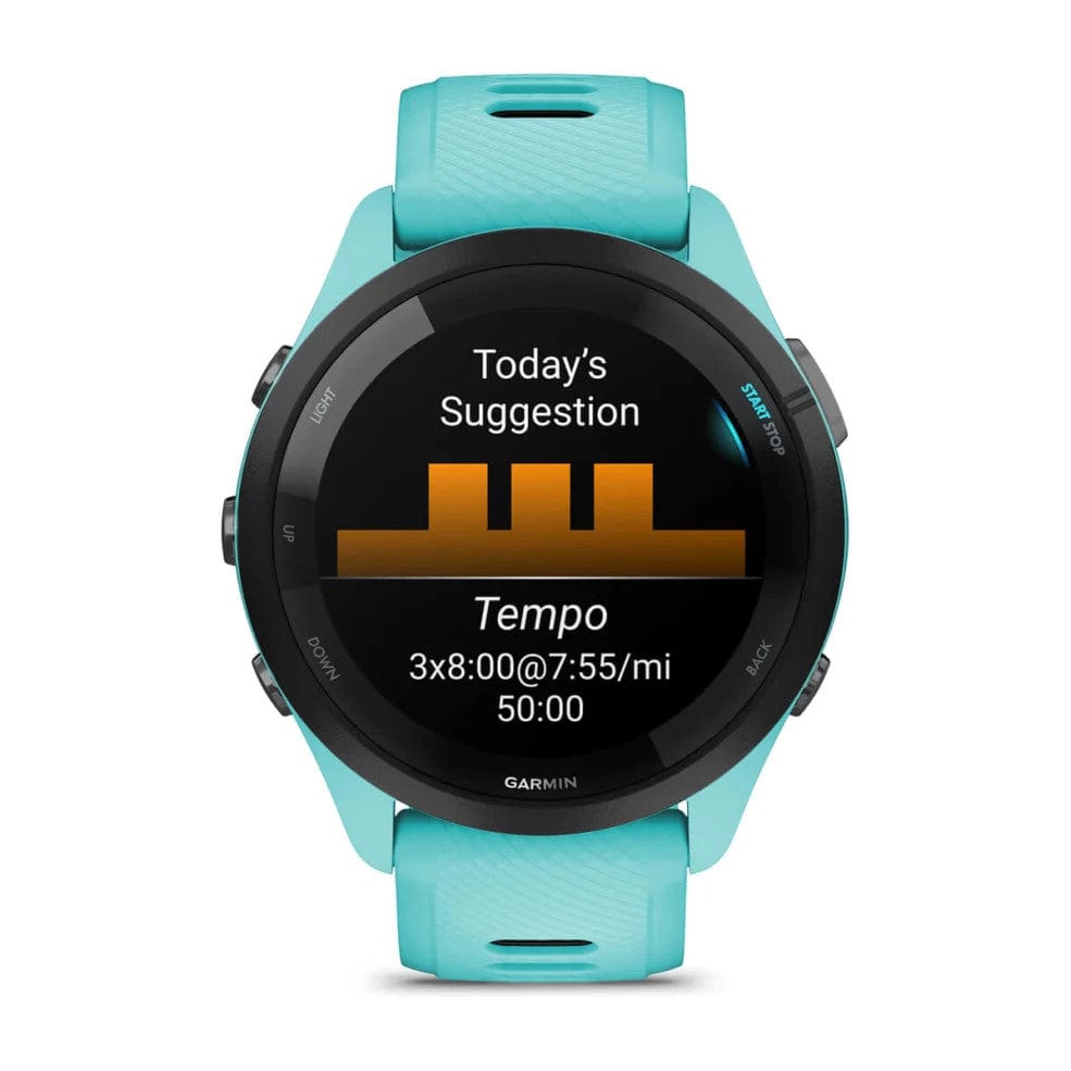 Garmin Forerunner 265 Black Bezel with Aqua/Black Band