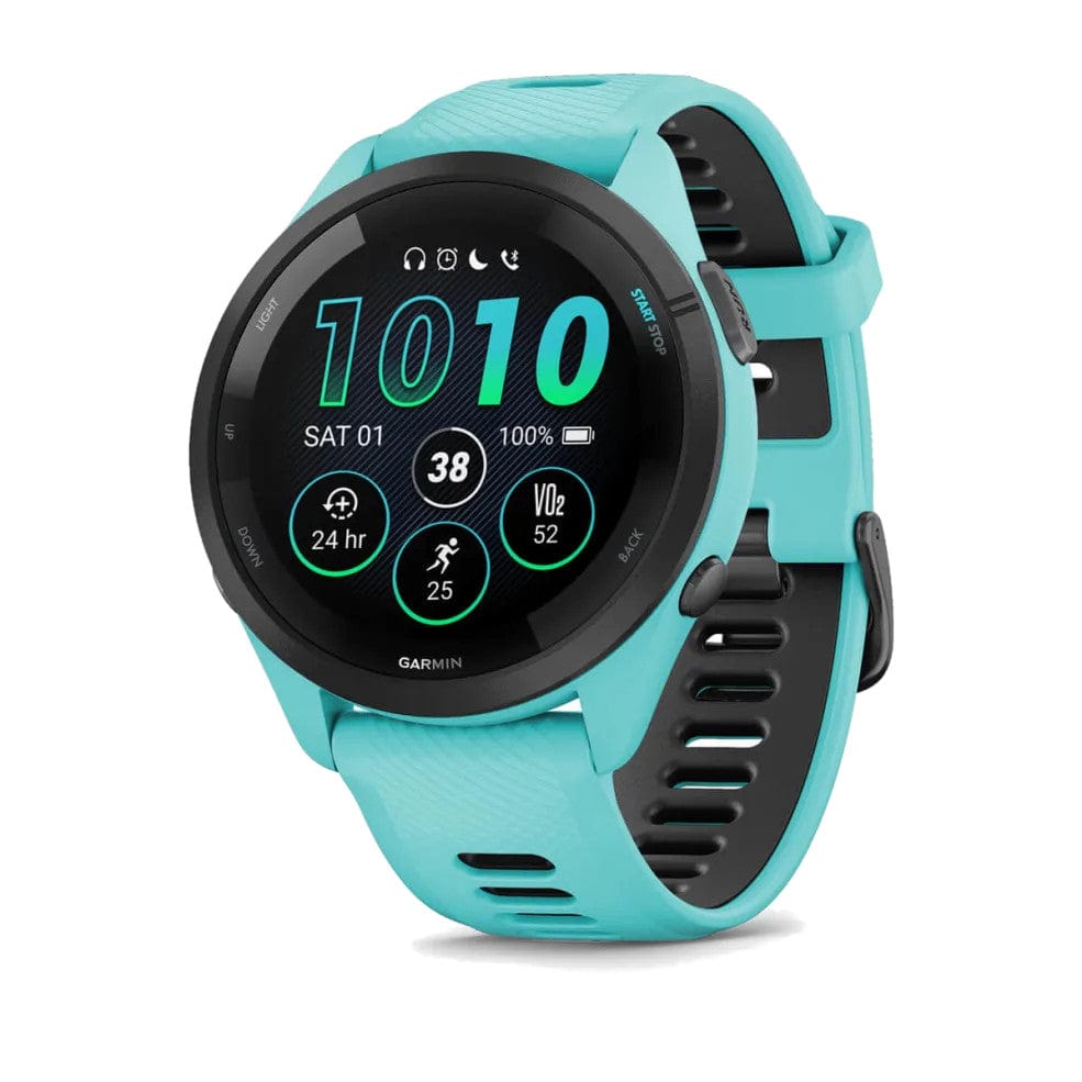 Garmin Forerunner 265 Black Bezel with Aqua/Black Band