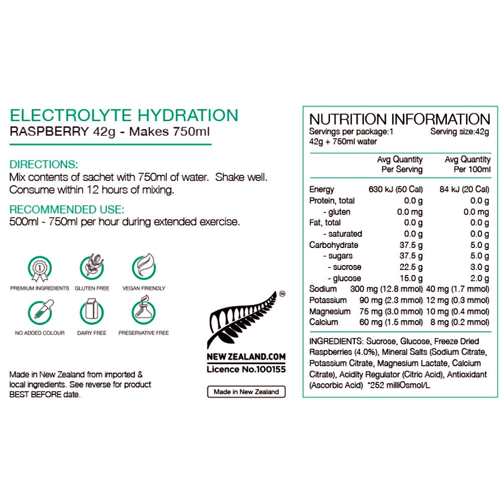 Pure Electrolyte Hydration Drink 42g Sachet Raspberry