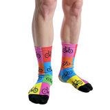 Novelty Gift Bicycle Socks Neon Multi Colour - One-Size [Limited Edition]