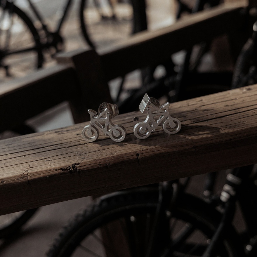 Silver Bicycle Earrings – Jewellery Gift Bike Studs [Limited Edition]