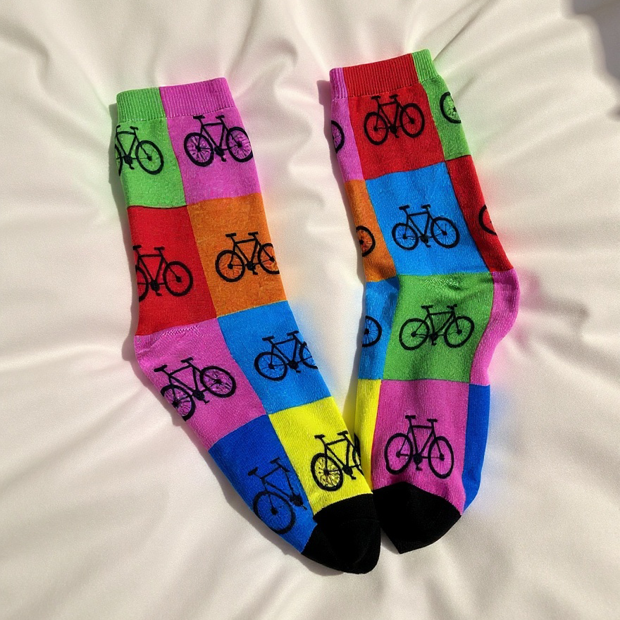 Novelty Gift Bicycle Socks Neon Multi Colour - One-Size [Limited Edition]