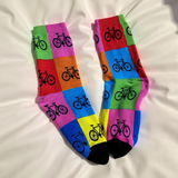 Novelty Gift Bicycle Socks Neon Multi Colour - One-Size [Limited Edition]