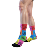Novelty Gift Bicycle Socks Neon Multi Colour - One-Size [Limited Edition]