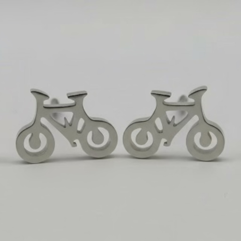 Silver bicycle-shaped