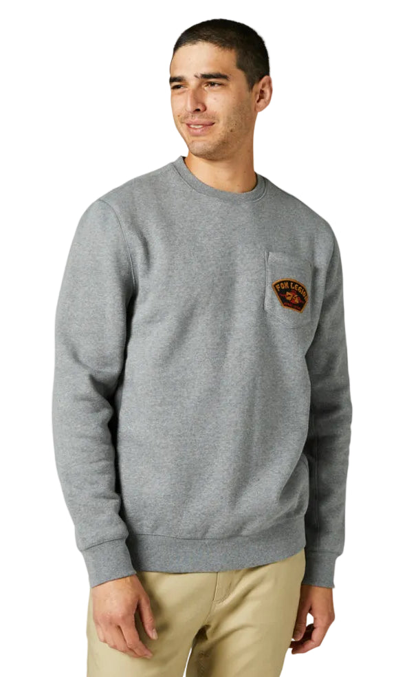 Fox AT BAY CREW FLEECE Heather Graphite Front Facing Model 