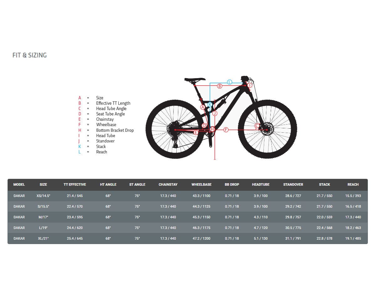 Jamis mountain discount bike size chart