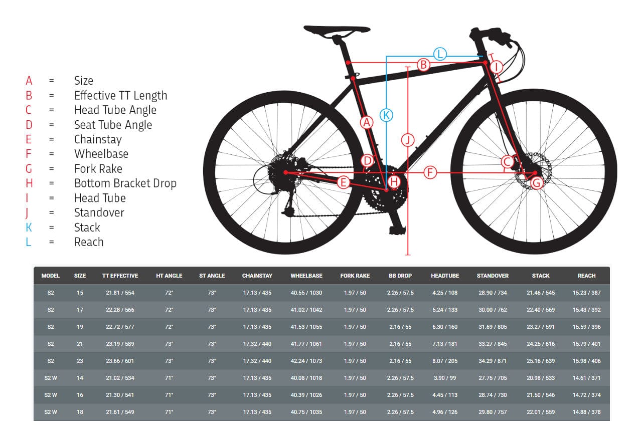 Jamis coda size chart sale