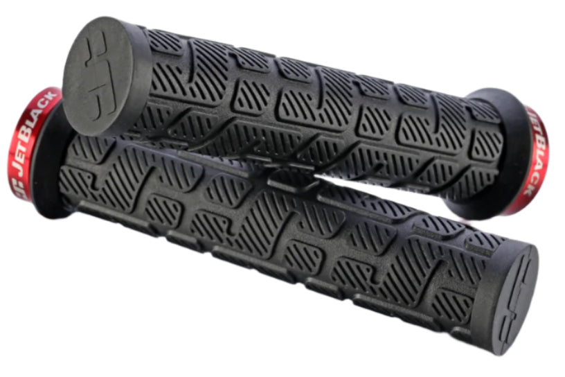 JetBlack Rip Lock-On Grips Black with Red Rings