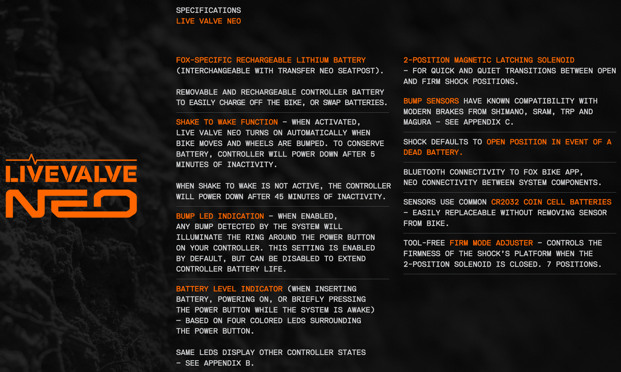 LIVE VALVE NEO SPECIFICATIONS