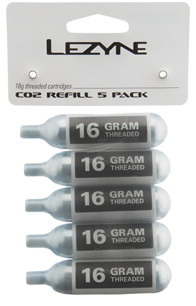 Lezyne 16g CO2 Cartridge 5-Pack Silver