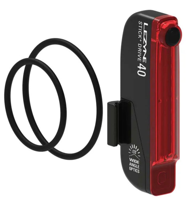 Lezyne stick+ drive rear 40 lumen usb rechargeable rear light magentic clip mount
