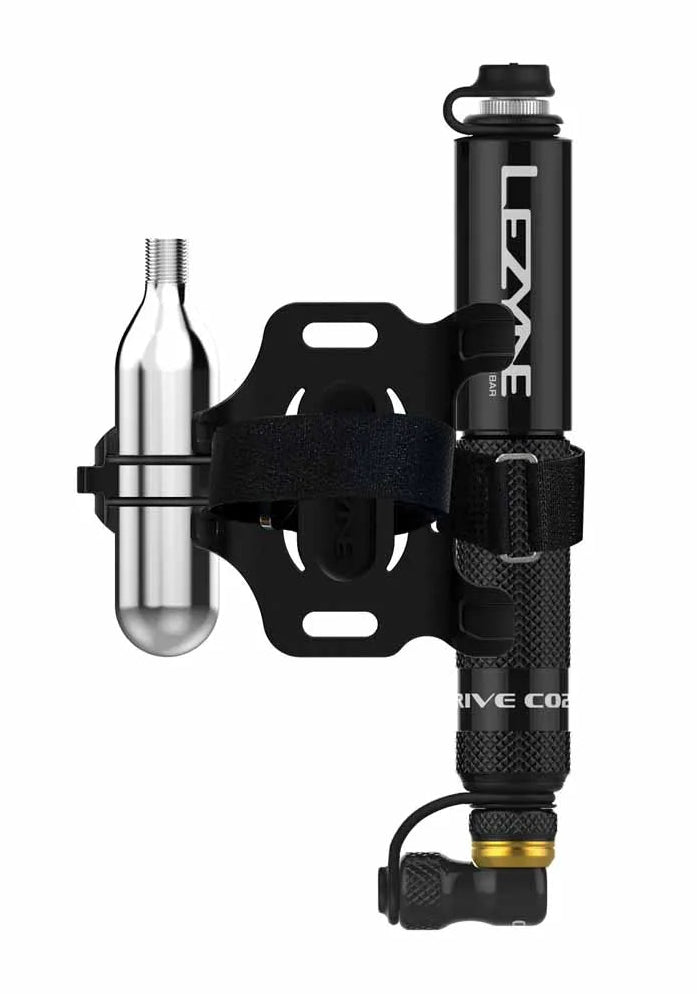 Lezyne Integrated CO2 Chuck 160psi 1m Hose with 2x CO2 Cartridge Bracket