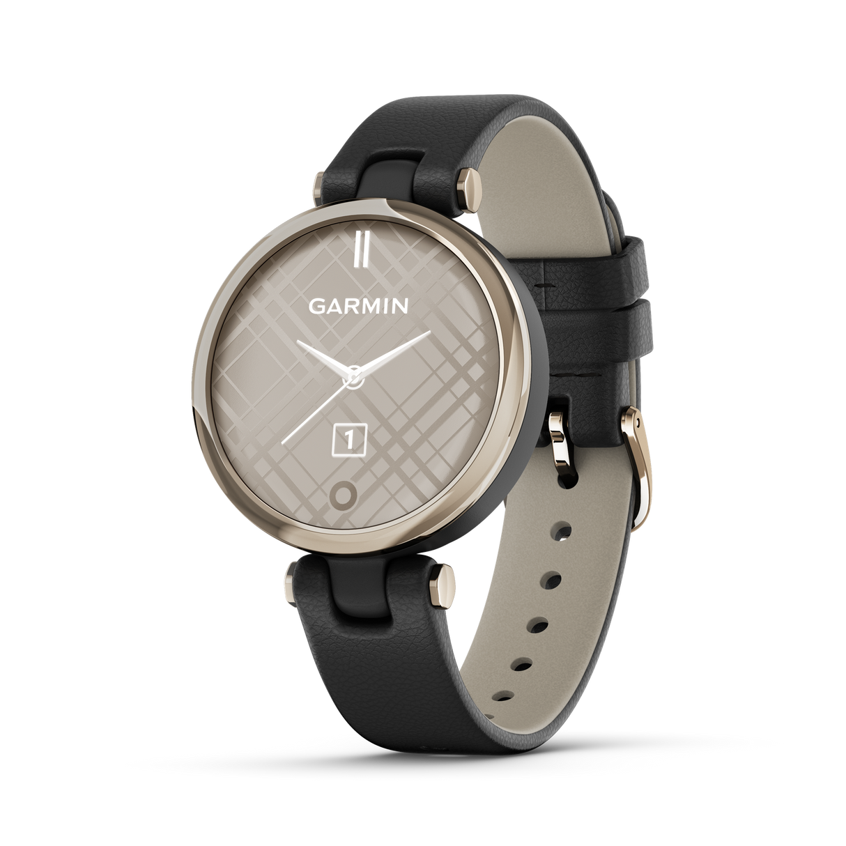 Garmin Lily Cream Gold Black Leather Watch