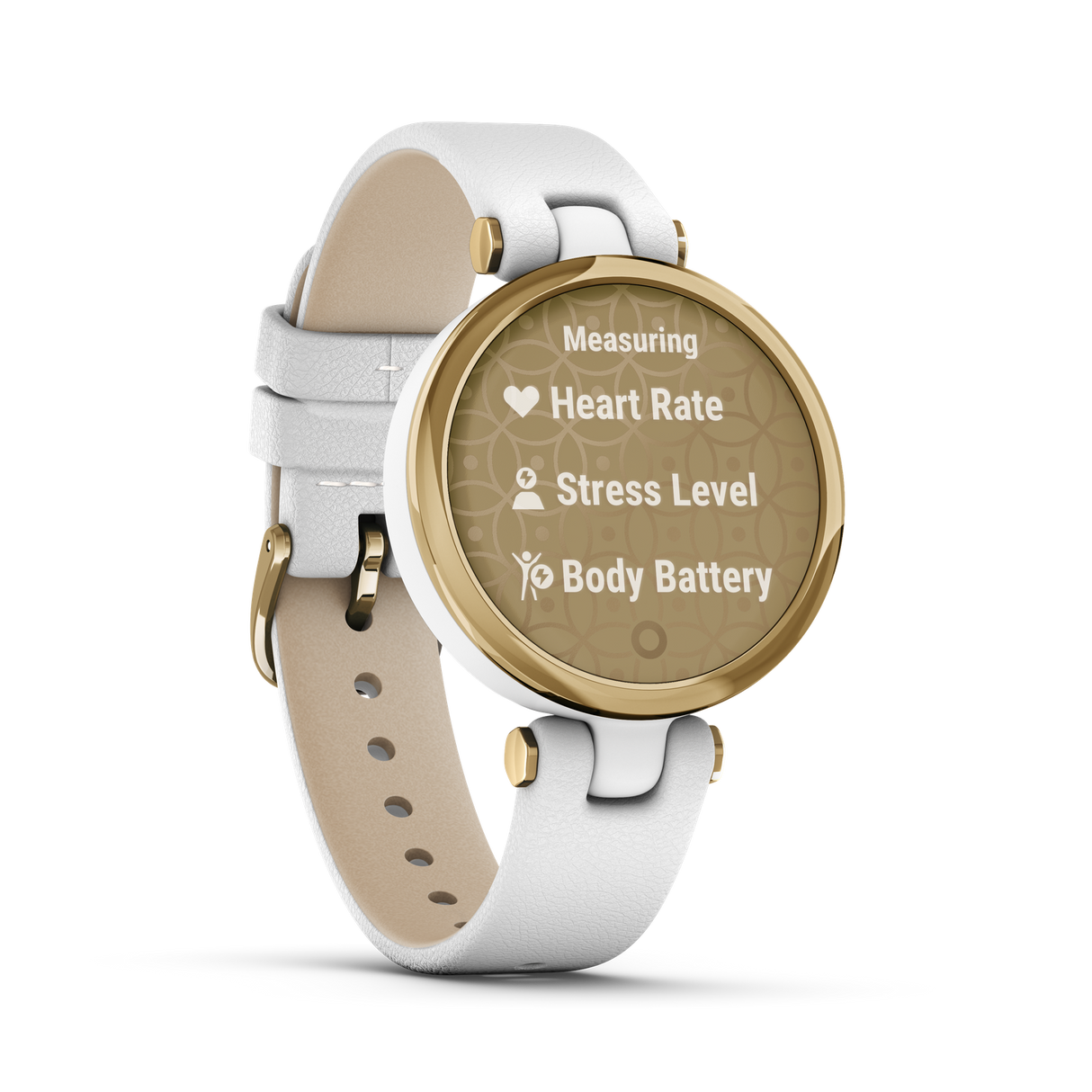 Garmin Lily White Leather Watch Light Gold