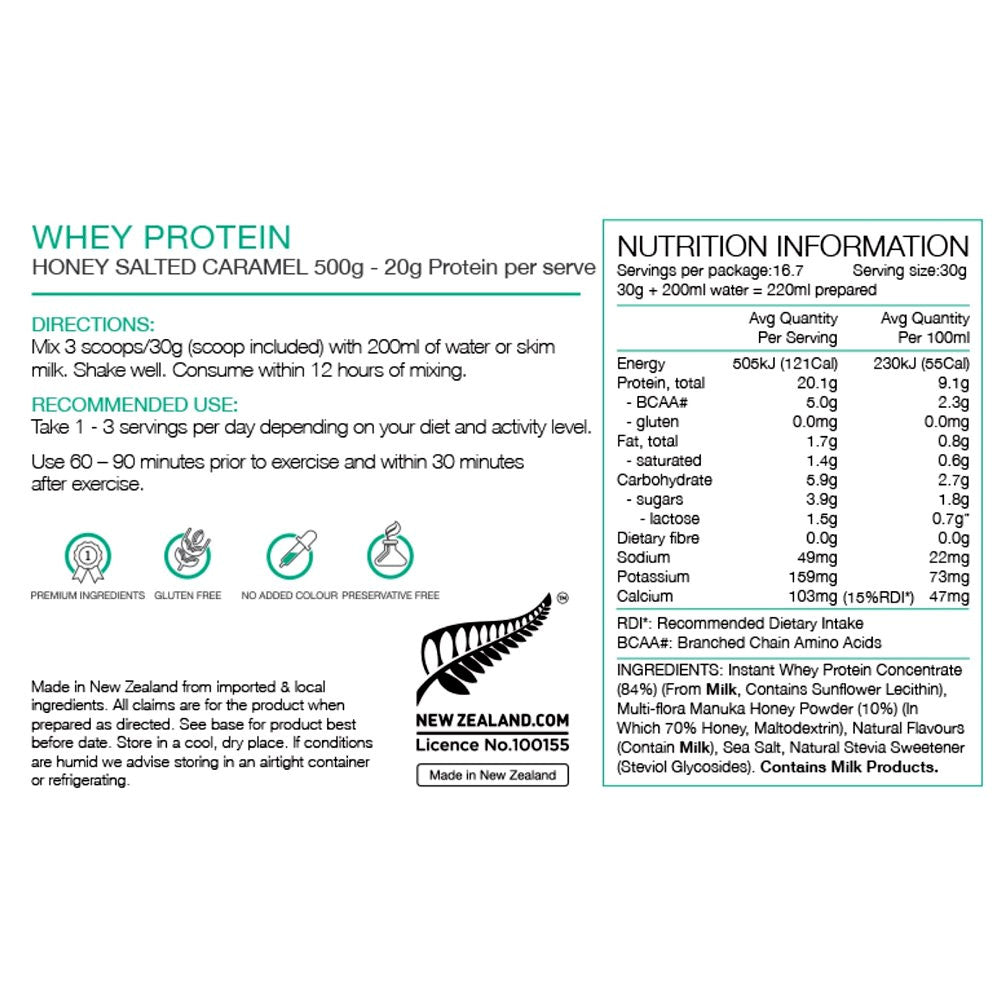 Pure Whey Natural Protein Powder 500g Honey Salted Caramel
