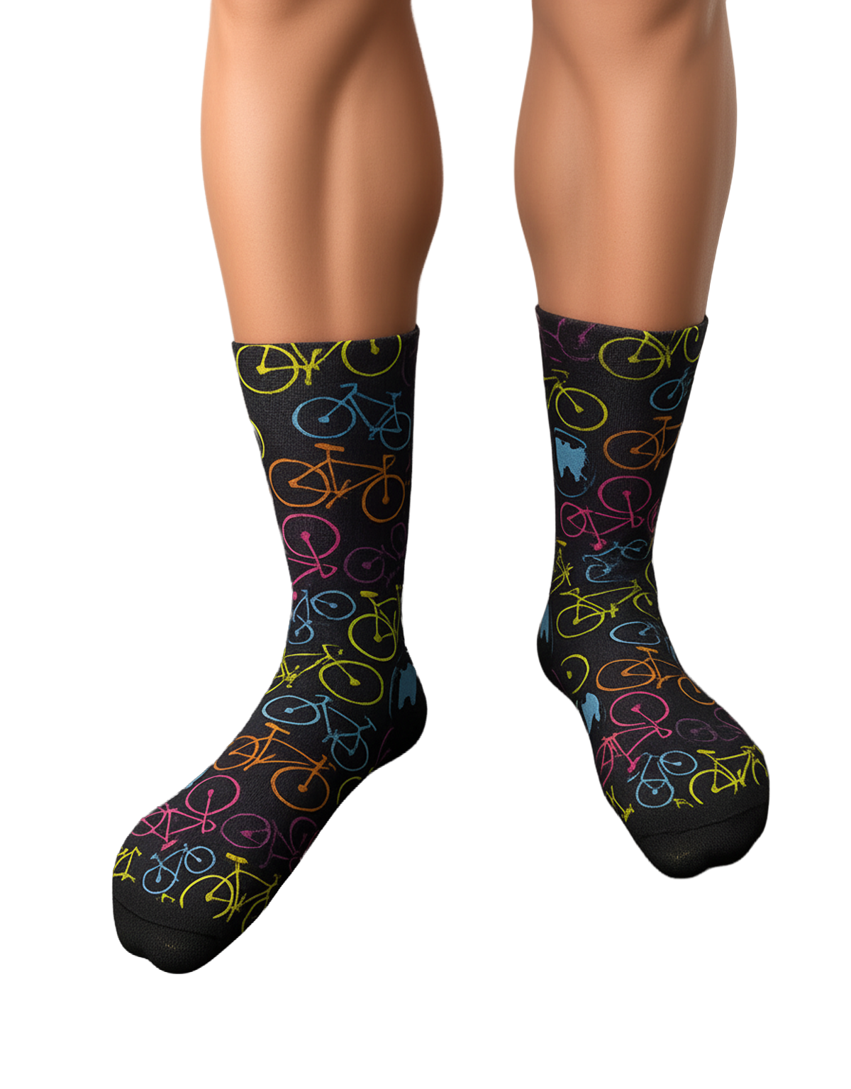 Novelty Gift Bicycle Socks Neon Multi Bikes - One-Size [Limited Edition]