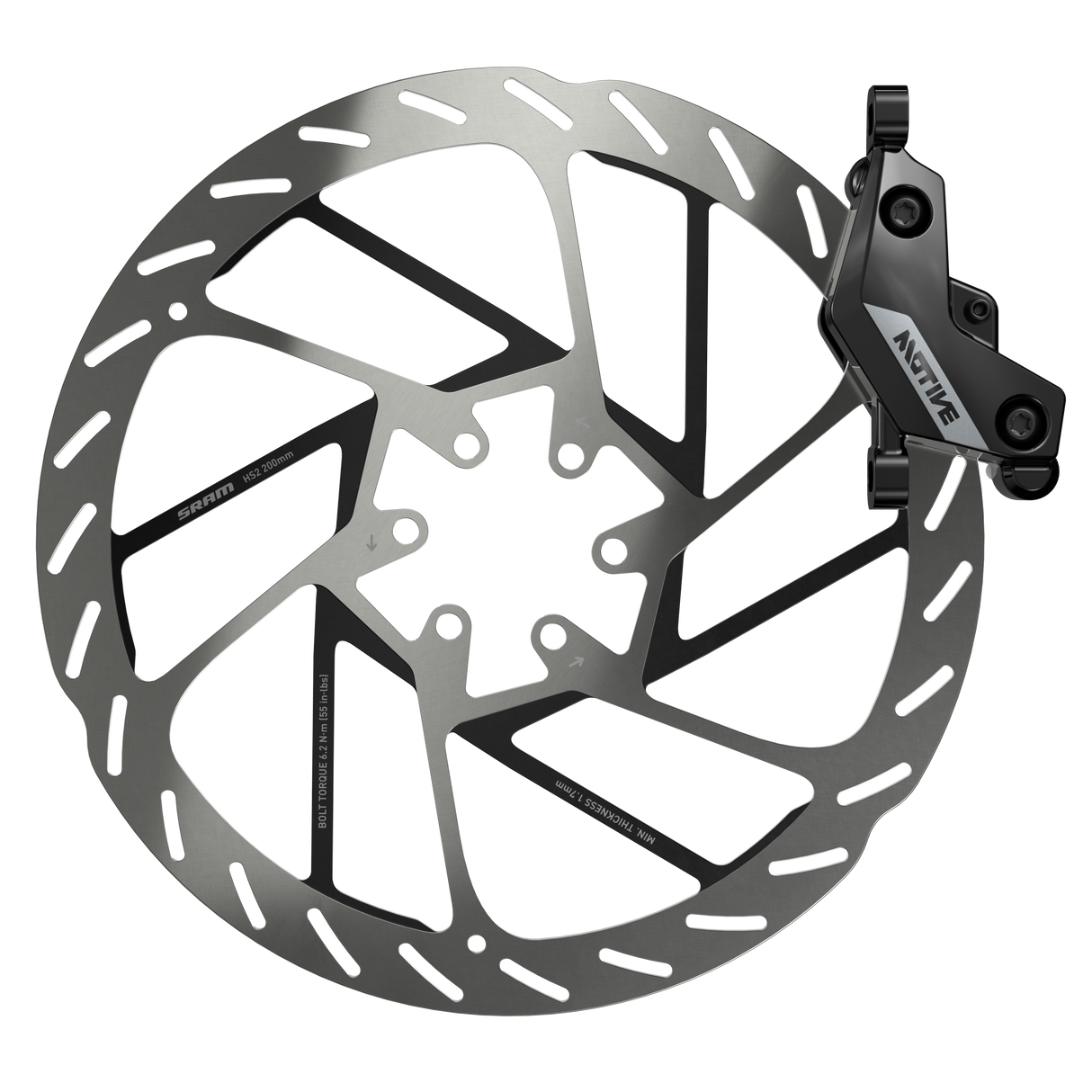 Sram Disc Brake Motive Silver - Black Ano, Bearing Lever, 2000mm Hose