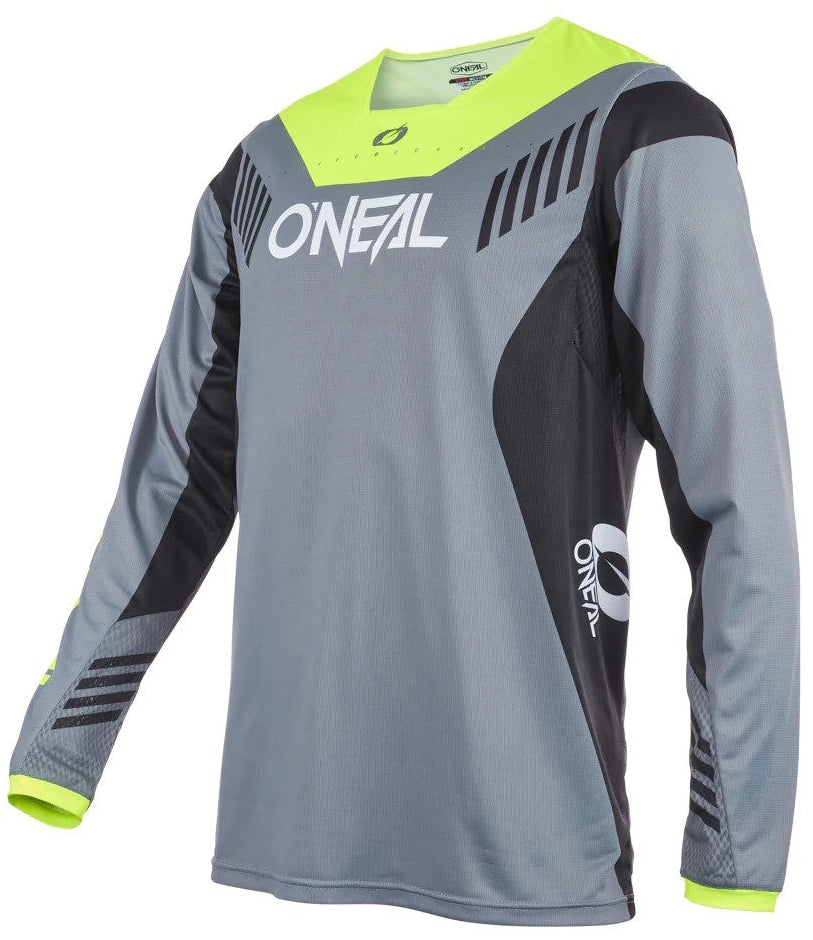 ONeal Element FR Hybrid Jersey Gray/Neon Yellow SIDE FRONT 